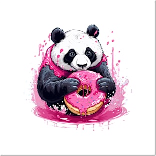 panda eat donat Posters and Art